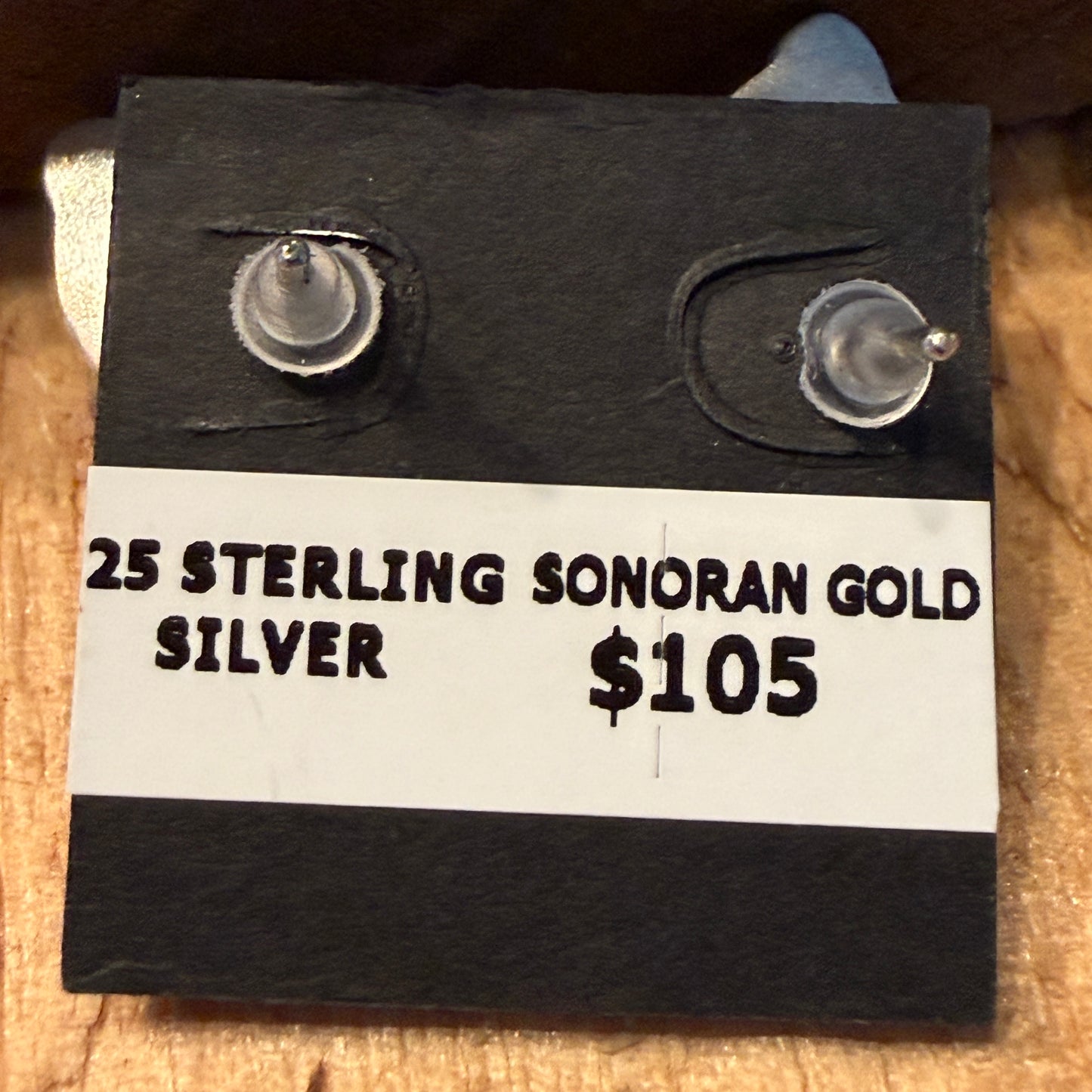 Handcrafted Sonoran Gold Turquoise Stud Earrings In 925 Sterling Silver
