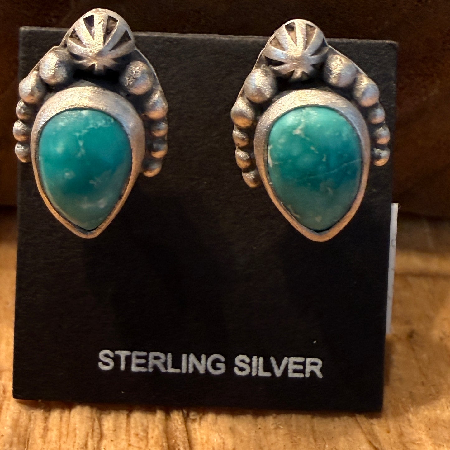 Handcrafted White Water Turquoise Stud Earring in 925 Sterling Silver