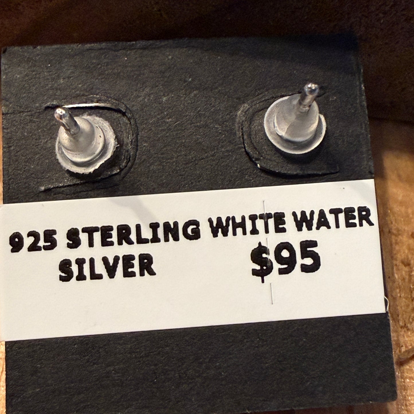 Handcrafted White Water Turquoise Stud Earring in 925 Sterling Silver