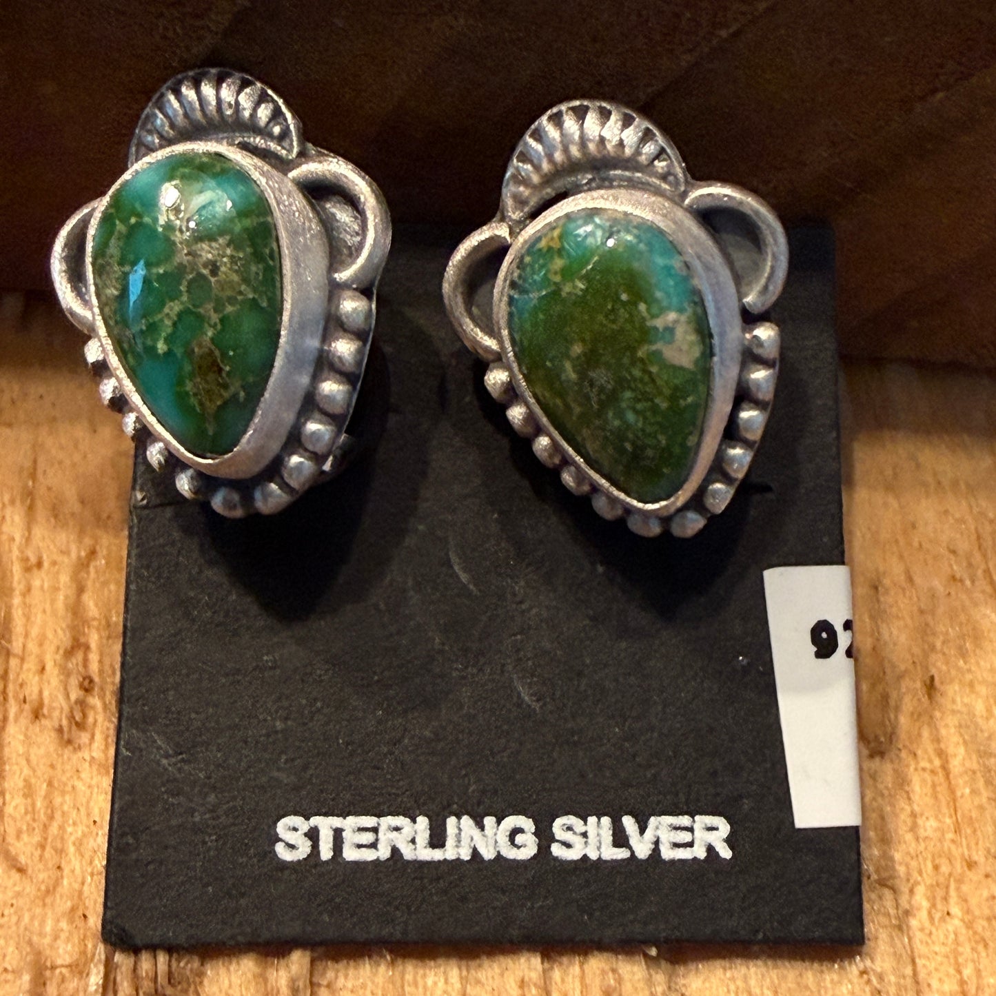 Handcrafted Sonoran Gold Turquoise Stud Earrings in 925 Sterling Silver