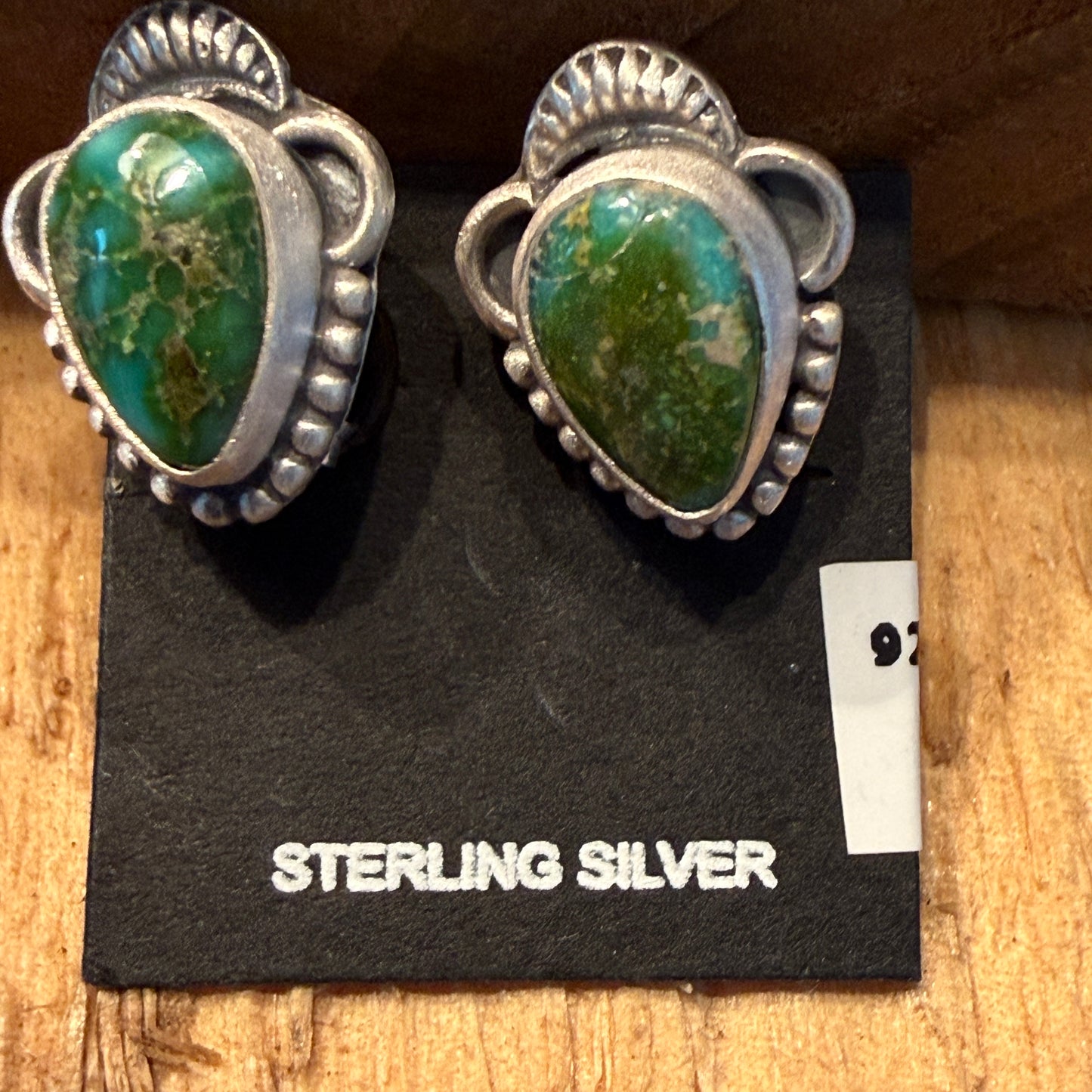 Handcrafted Sonoran Gold Turquoise Stud Earrings in 925 Sterling Silver