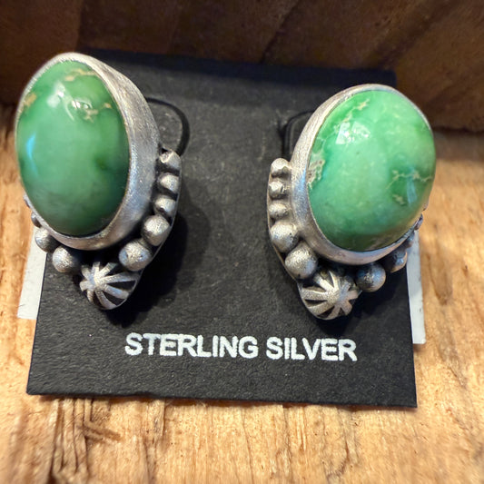 Emerald Valley Turquoise Gemstone Stud Earrings Sterling Silver