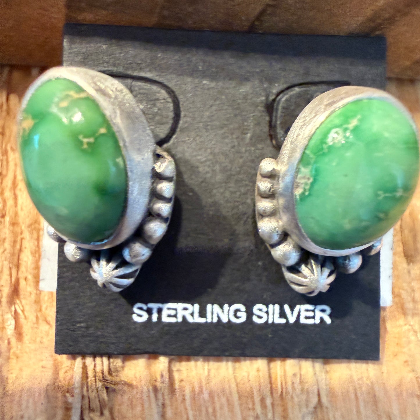 Emerald Valley Turquoise Gemstone Stud Earrings Sterling Silver