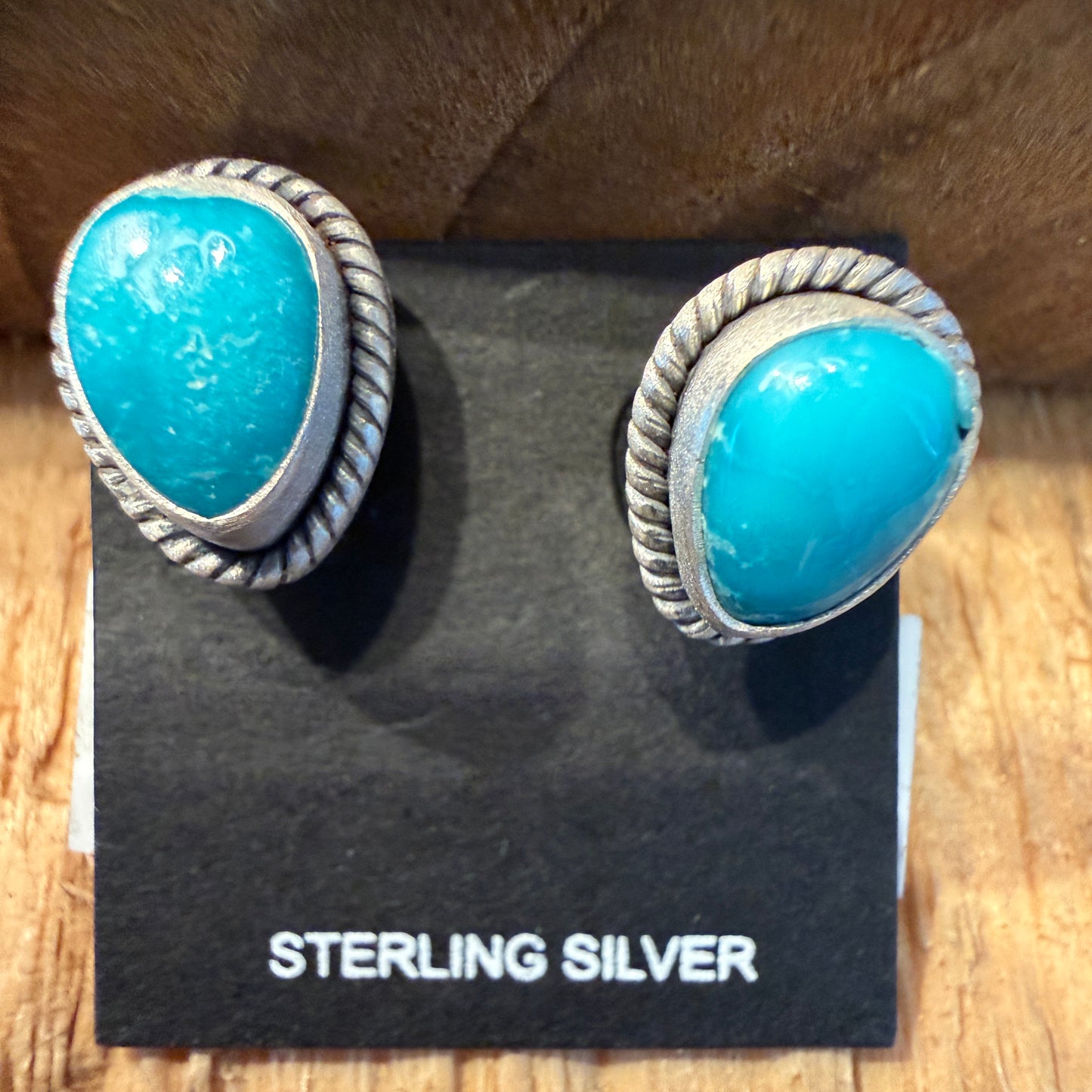 Handcrafted White Water Turquoise Gemstone Stud Earring 925 Sterling Silver