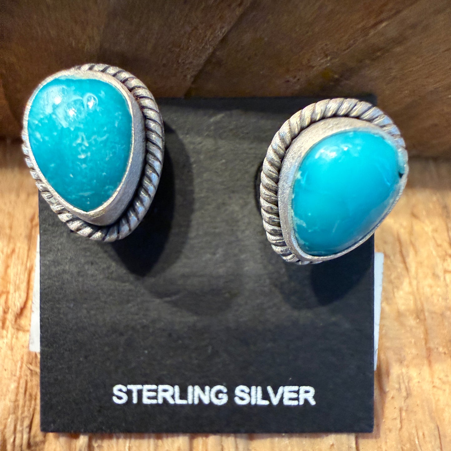 Handcrafted White Water Turquoise Gemstone Stud Earring 925 Sterling Silver