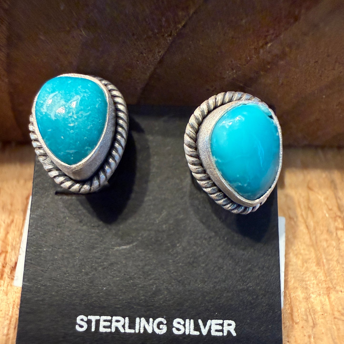 Handcrafted White Water Turquoise Gemstone Stud Earring 925 Sterling Silver