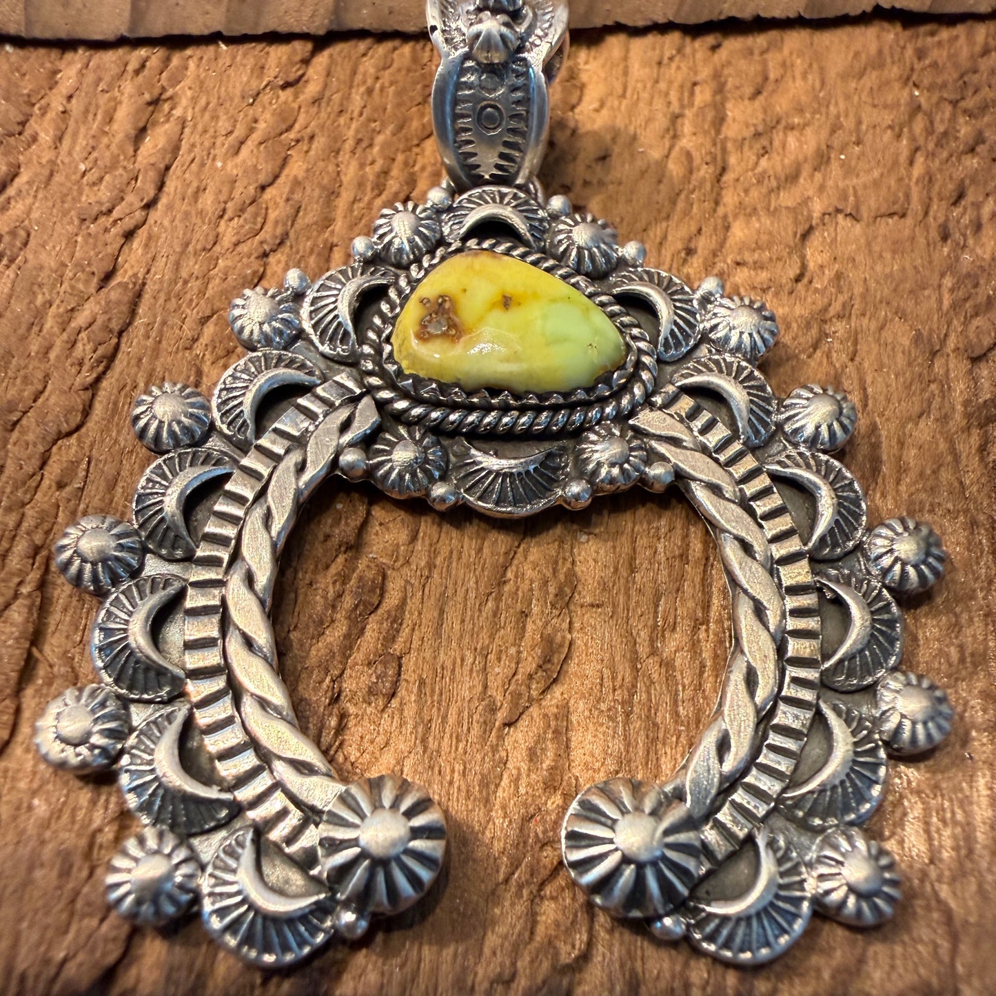 Handcrafted Palomino Turquoise Gemstone Squash Pendant 925 Sterling Silver
