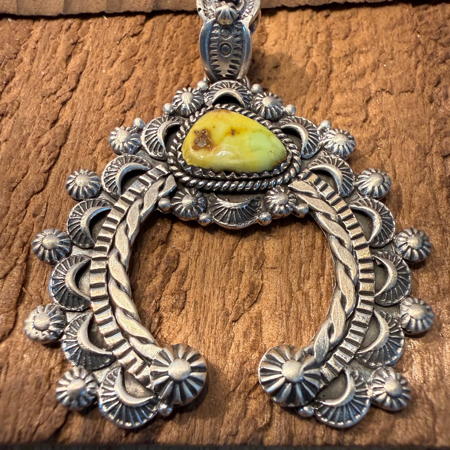 Handcrafted Palomino Turquoise Gemstone Squash Pendant 925 Sterling Silver