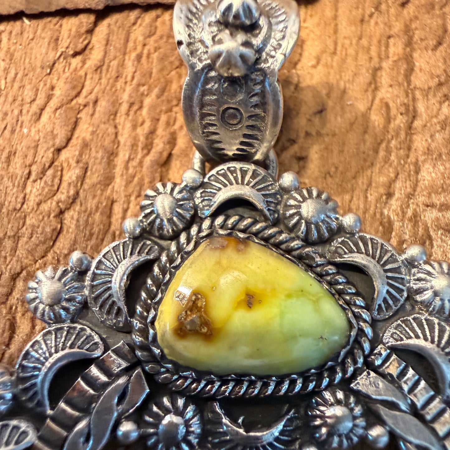 Handcrafted Palomino Turquoise Gemstone Squash Pendant 925 Sterling Silver