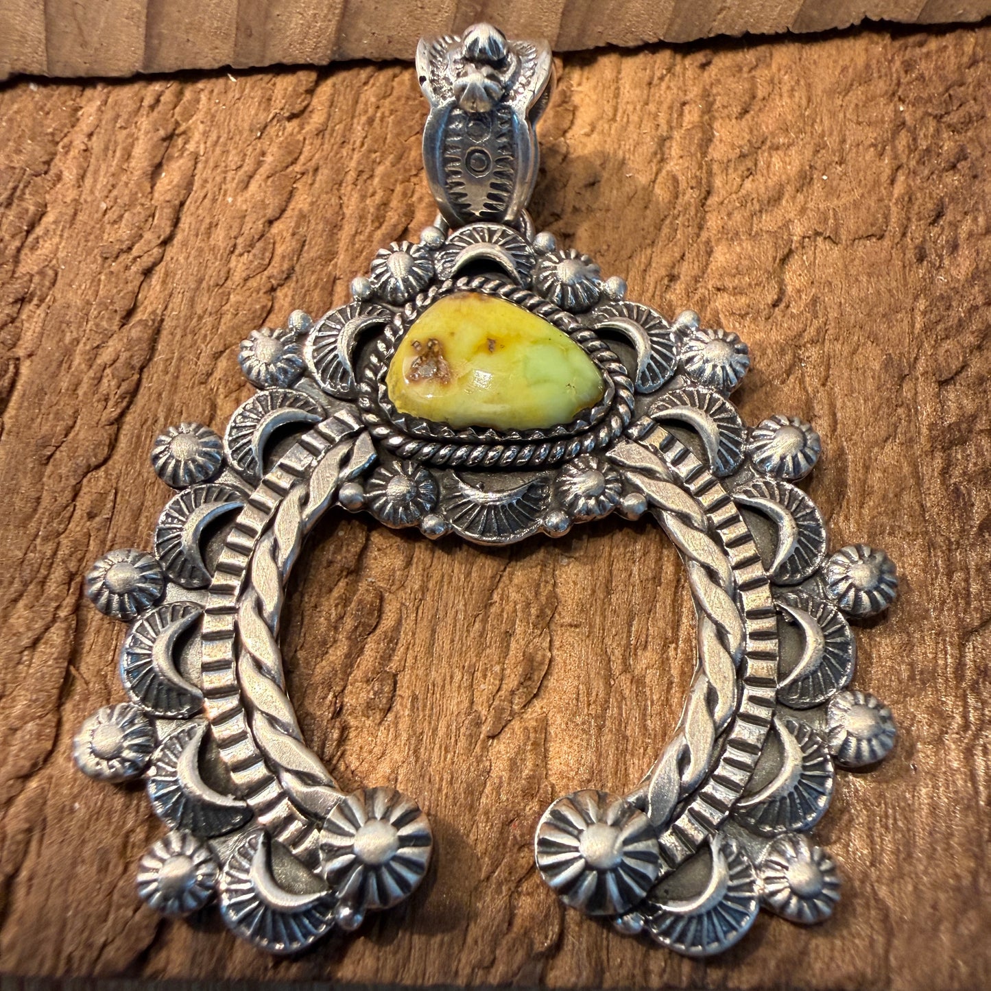 Handcrafted Palomino Turquoise Gemstone Squash Pendant 925 Sterling Silver