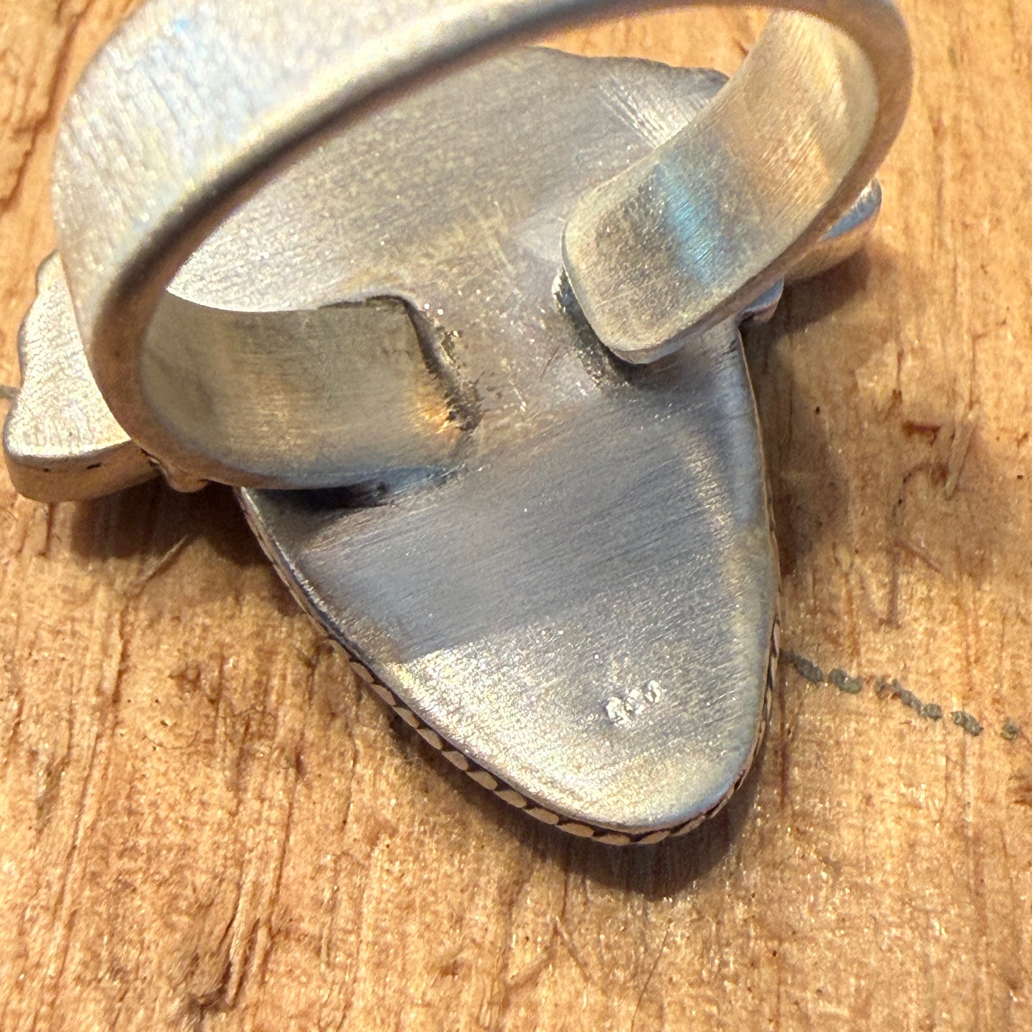 White Buffalo Kingman Turquoise Cluster Adjustable Ring Sterling Silver