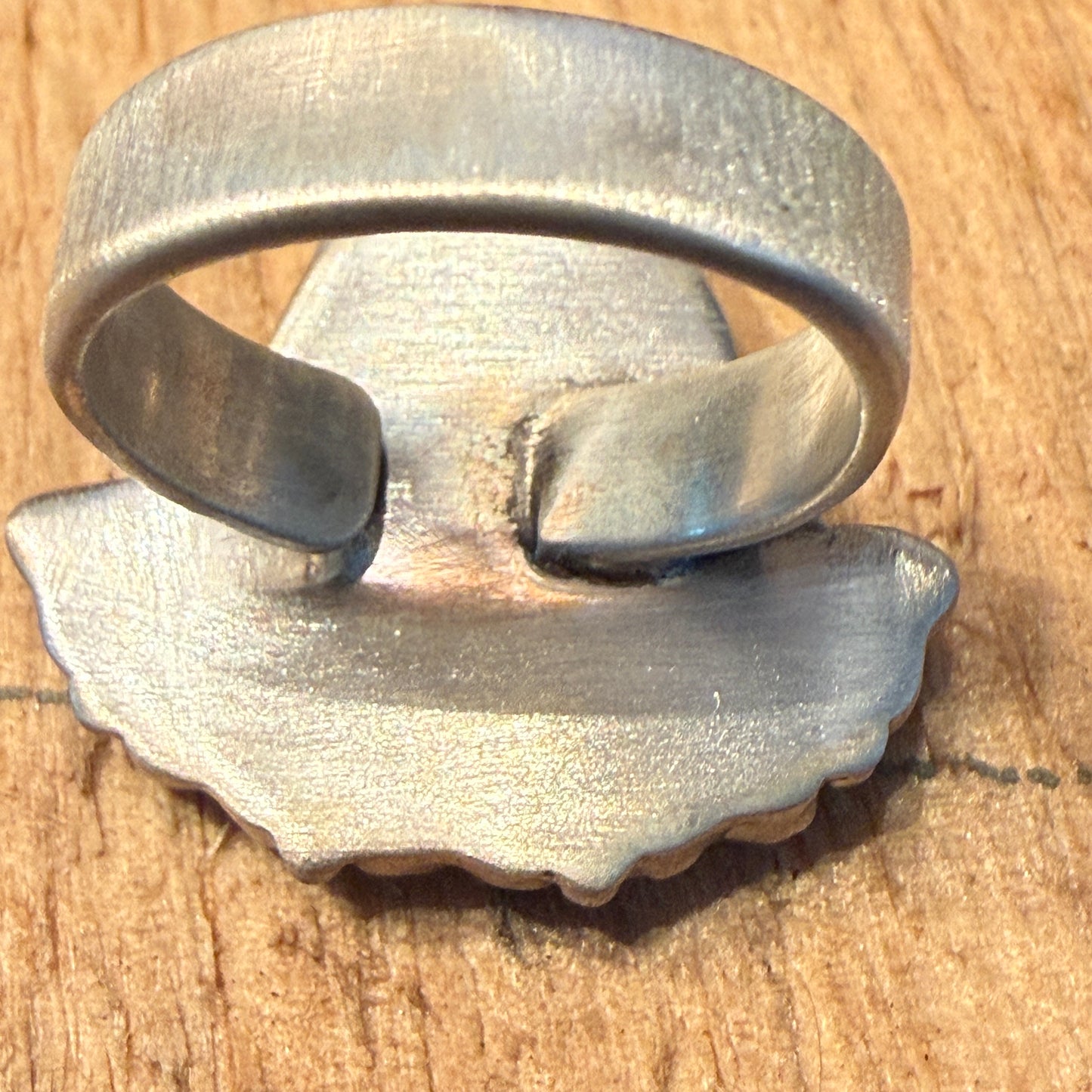 White Buffalo Kingman Turquoise Cluster Adjustable Ring Sterling Silver
