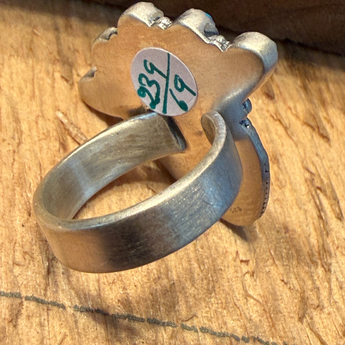 White Water Turquoise Gemstone Cluster Statement Ring Adjustable Sterling Silver