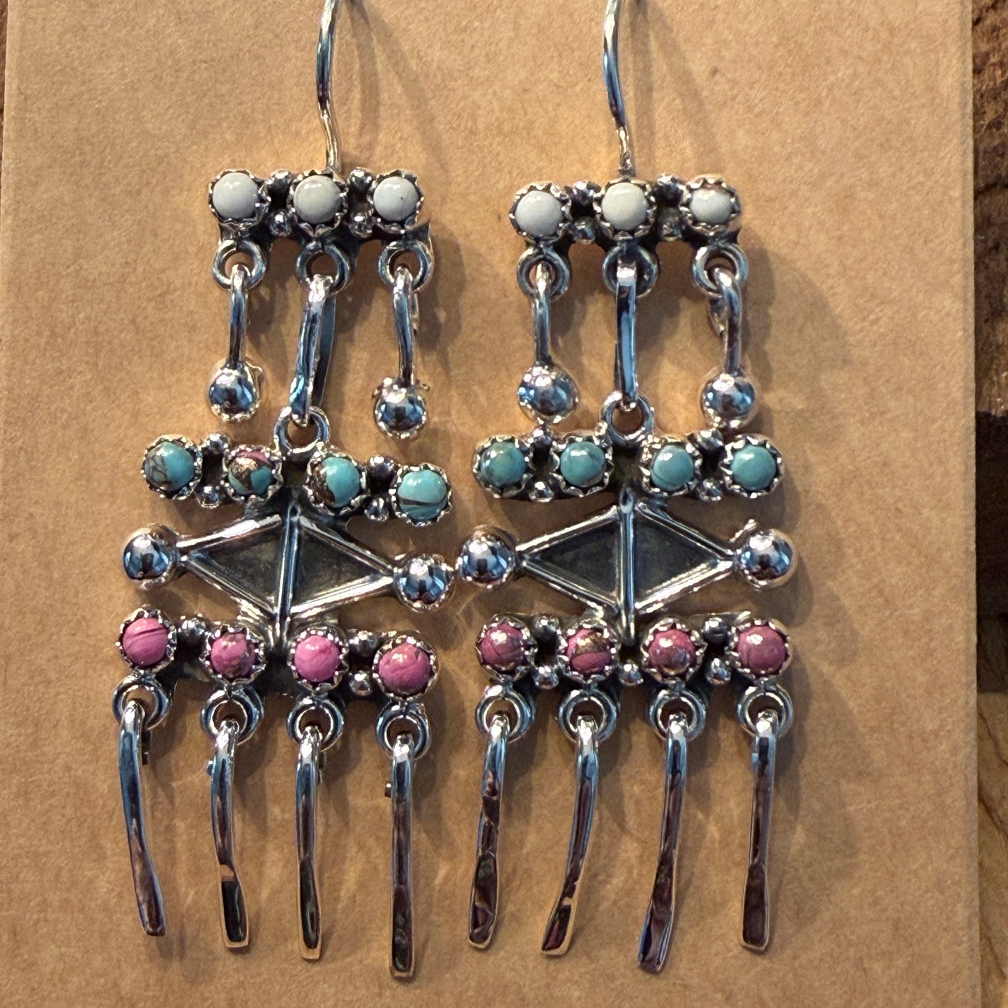 Cotton Candy Dahlia Gemstone Dancing Dangle Earring Sterling Silver