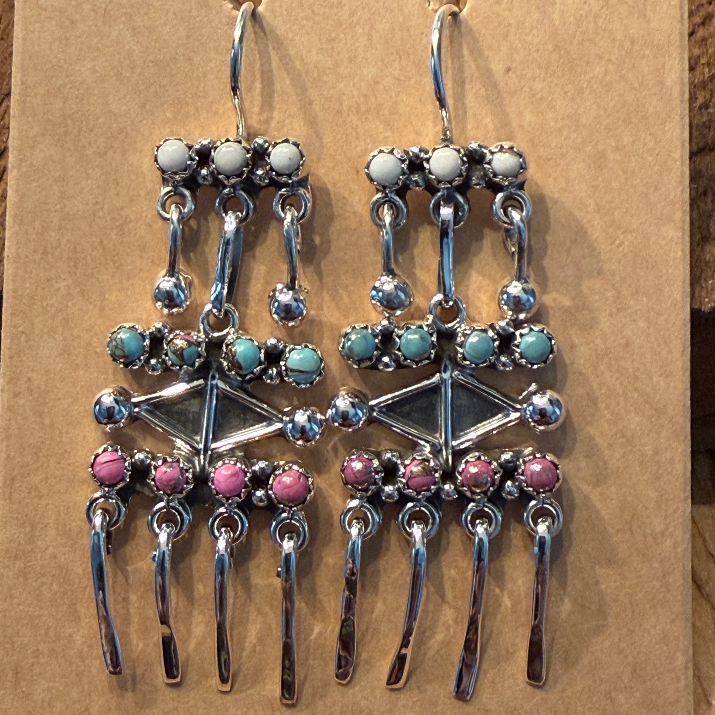 Cotton Candy Dahlia Gemstone Dancing Dangle Earring Sterling Silver