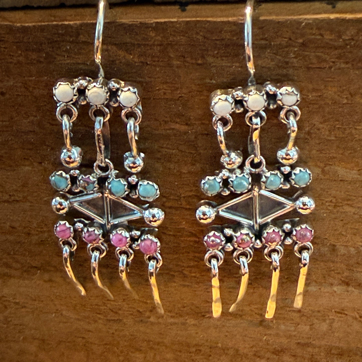 Cotton Candy Dahlia Gemstone Dancing Dangle Earring Sterling Silver