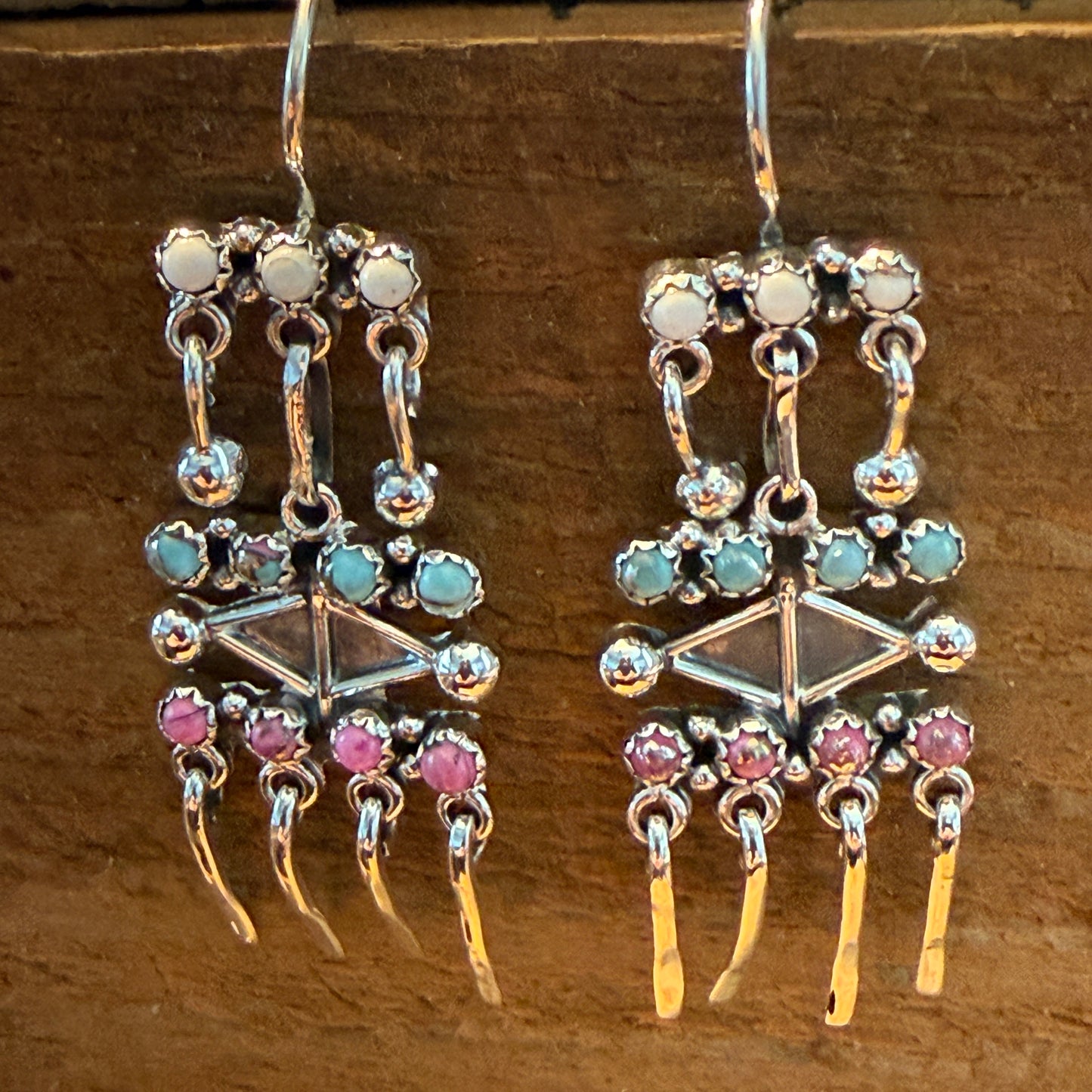 Cotton Candy Dahlia Gemstone Dancing Dangle Earring Sterling Silver