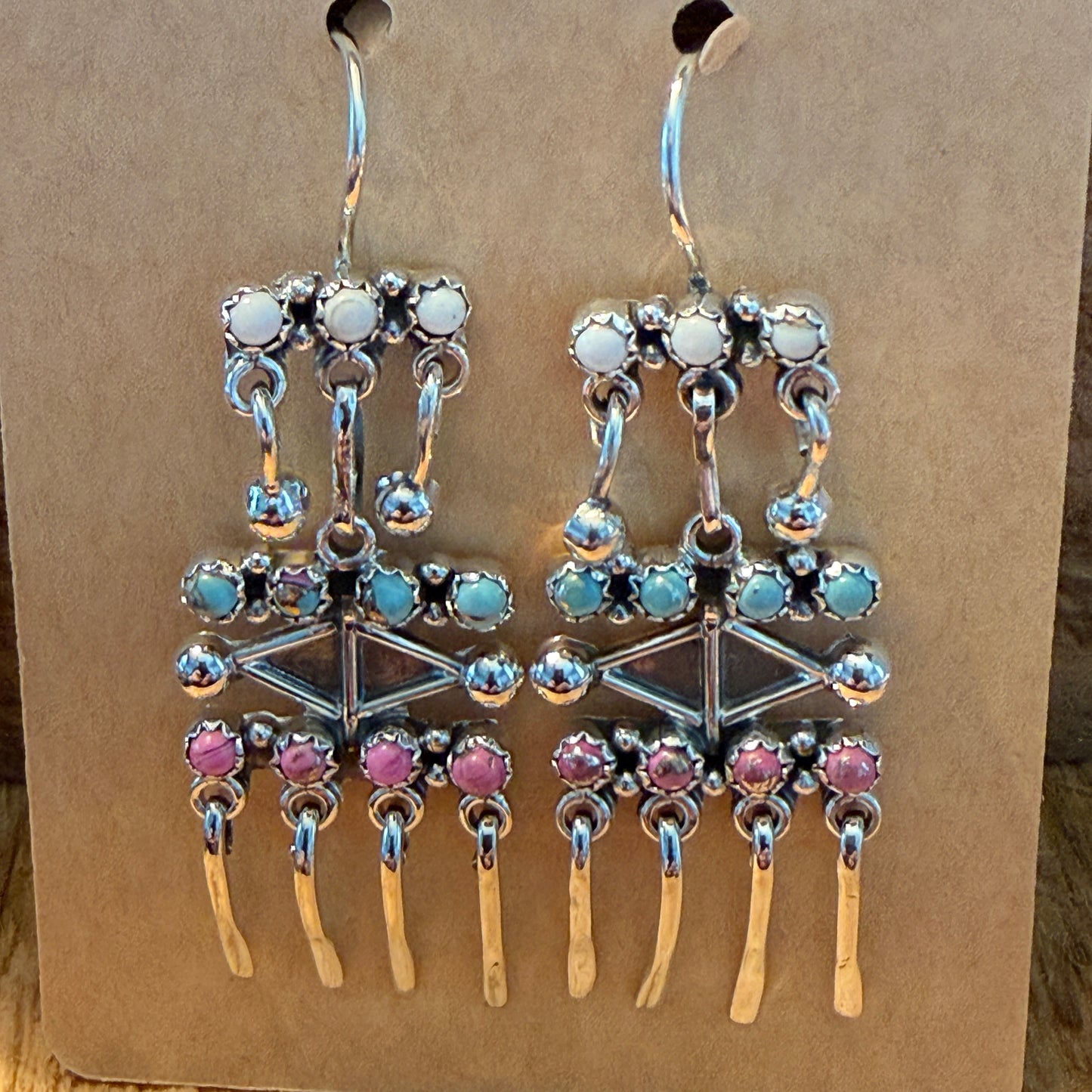 Cotton Candy Dahlia Gemstone Dancing Dangle Earring Sterling Silver