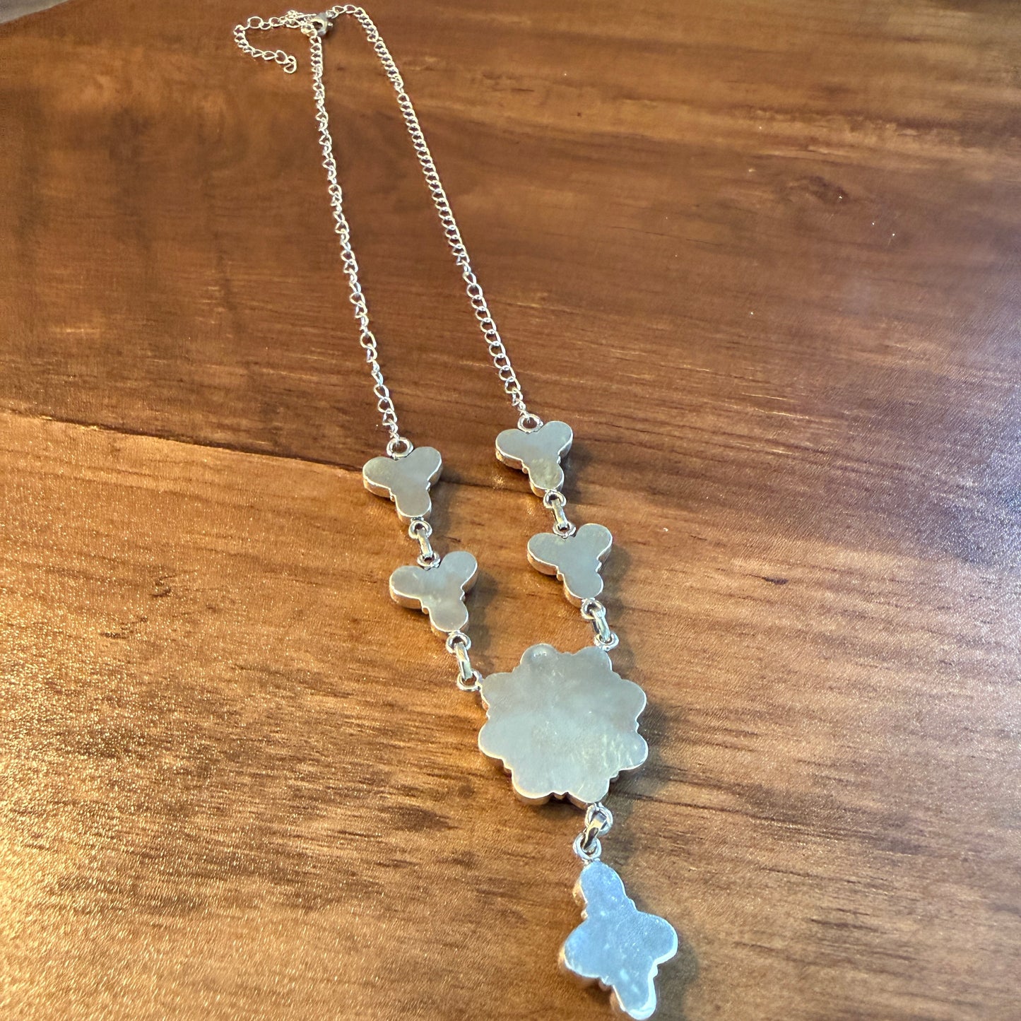 Wild Horse Dahlia Blue Gemstone Lariat Y Necklace Sterling Silver
