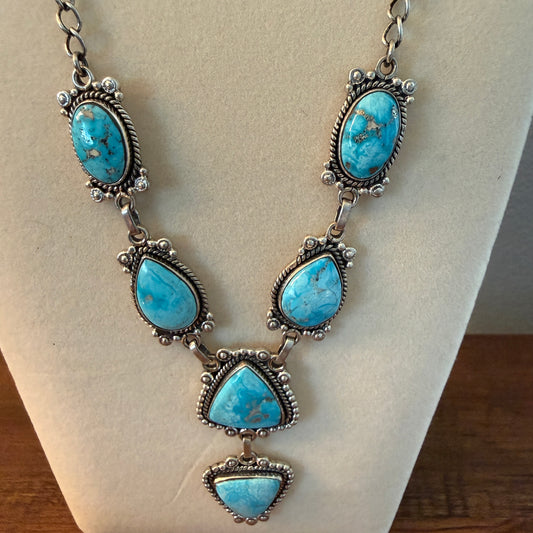 Handcrafted White Water 6 Gemstone Y Lariat Necklace Sterling Silver