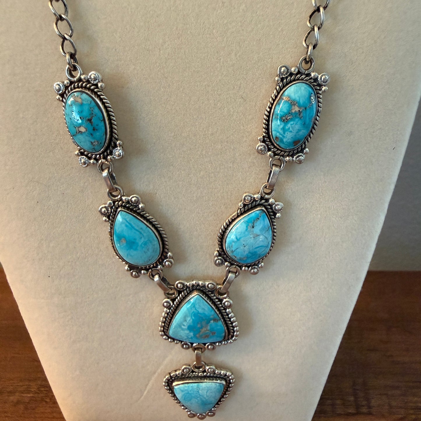 Handcrafted White Water 6 Gemstone Y Lariat Necklace Sterling Silver