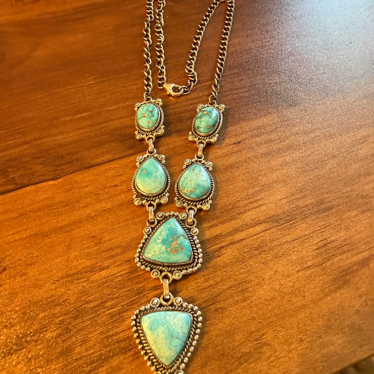 Handcrafted White Water 6 Gemstone Y Lariat Necklace Sterling Silver