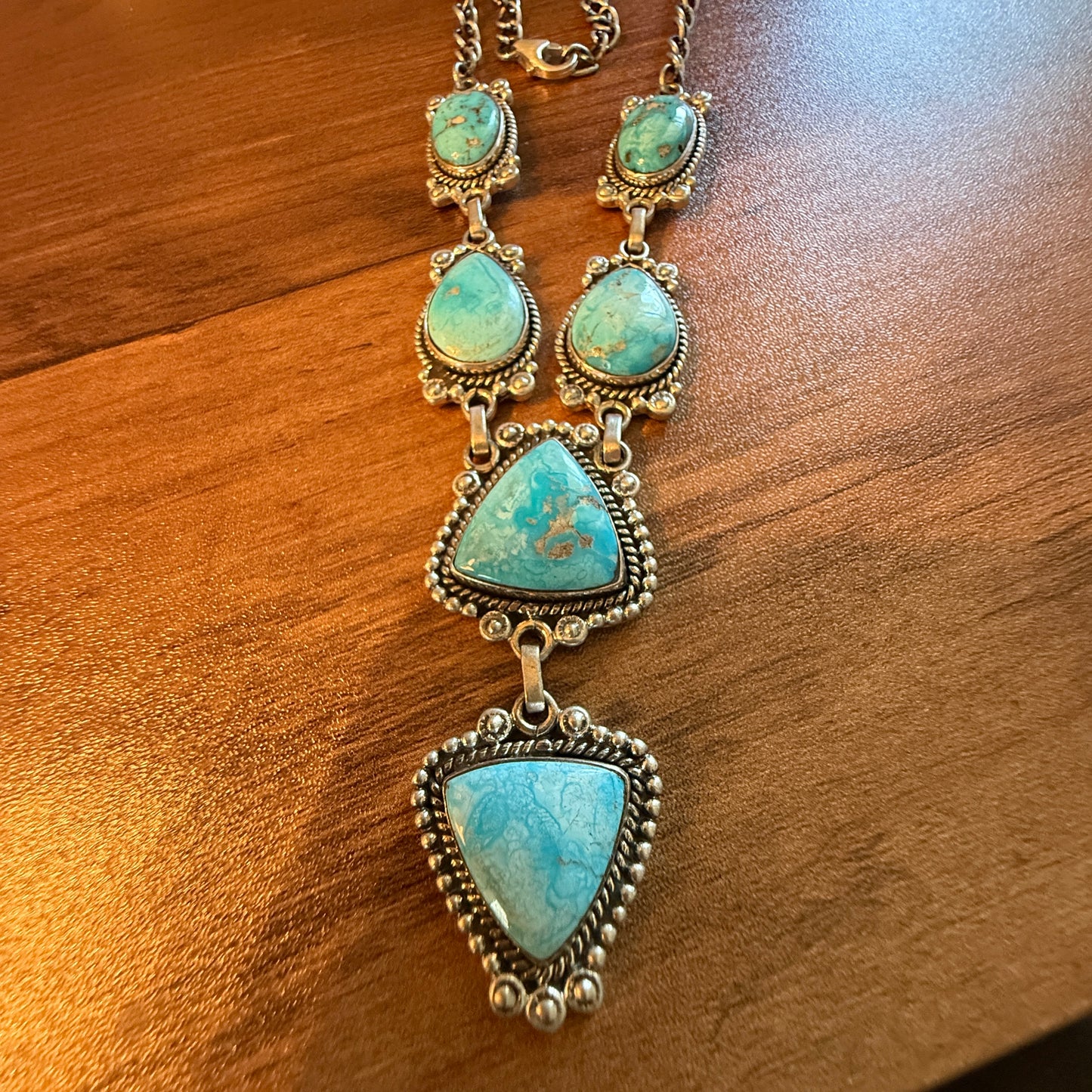 Handcrafted White Water 6 Gemstone Y Lariat Necklace Sterling Silver