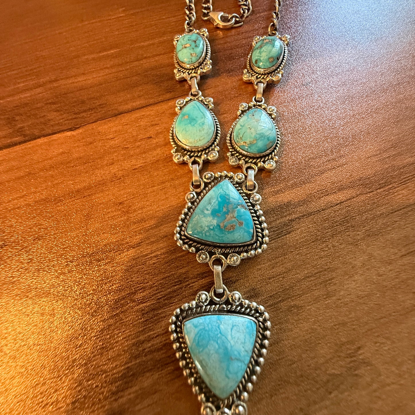 Handcrafted White Water 6 Gemstone Y Lariat Necklace Sterling Silver