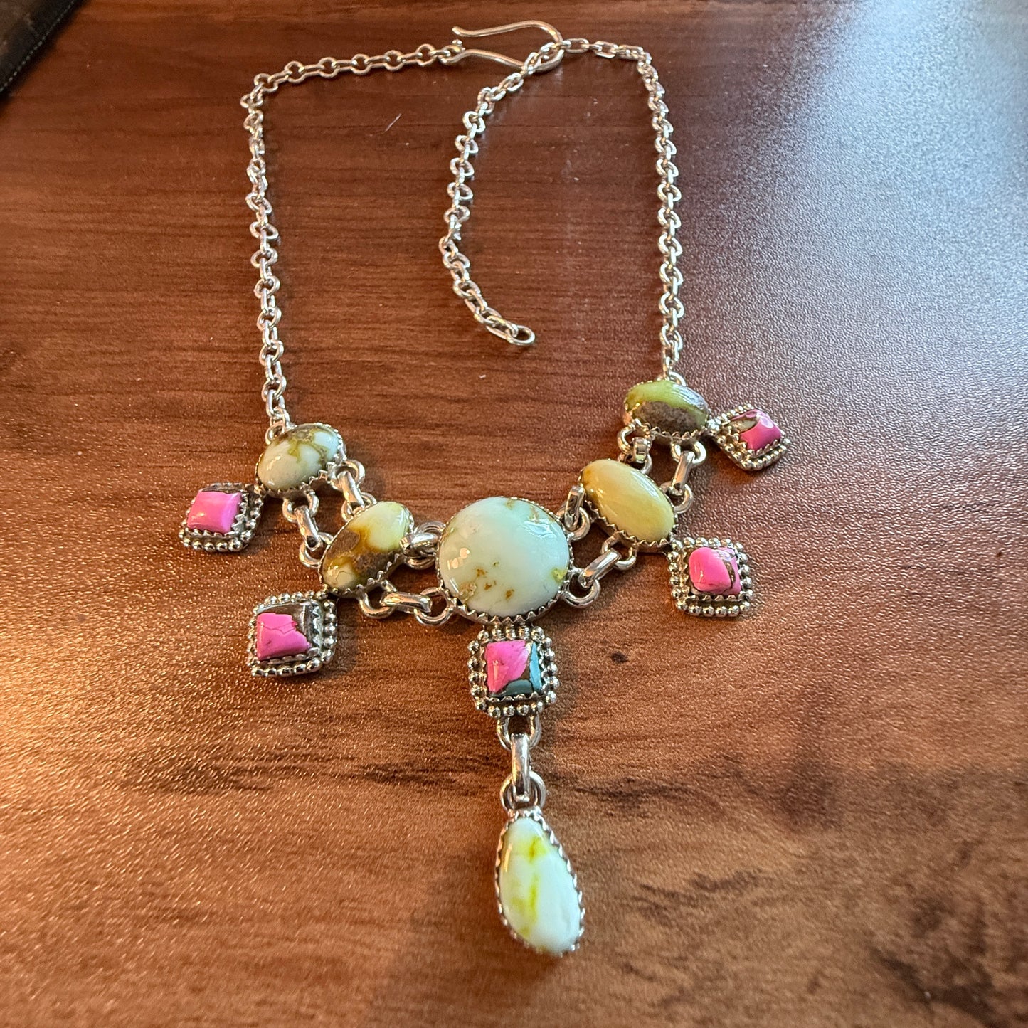 Cotton Candy Dahlia Gemstones Choker Necklace Sterling Silver