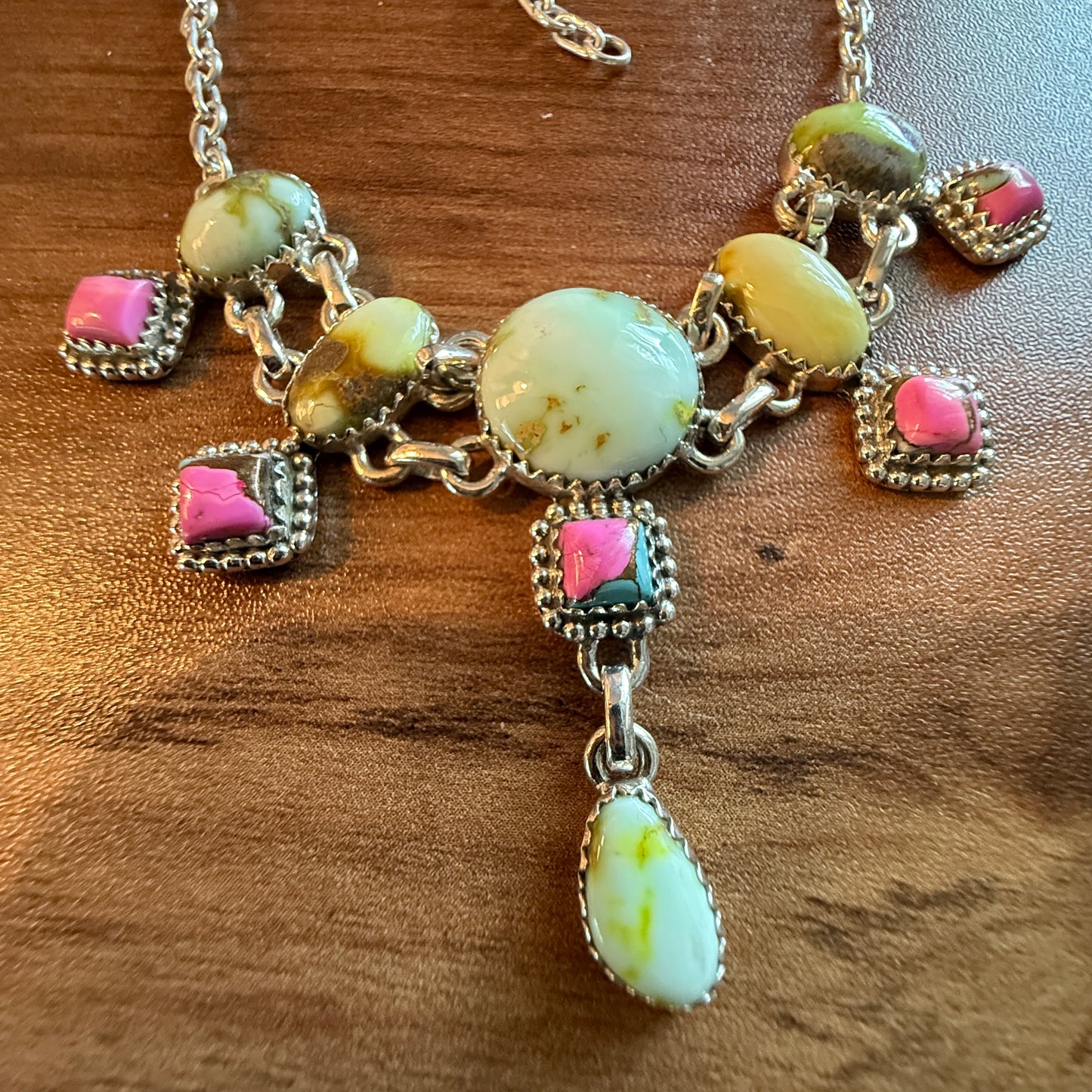 Cotton Candy Dahlia Gemstones Choker Necklace Sterling Silver