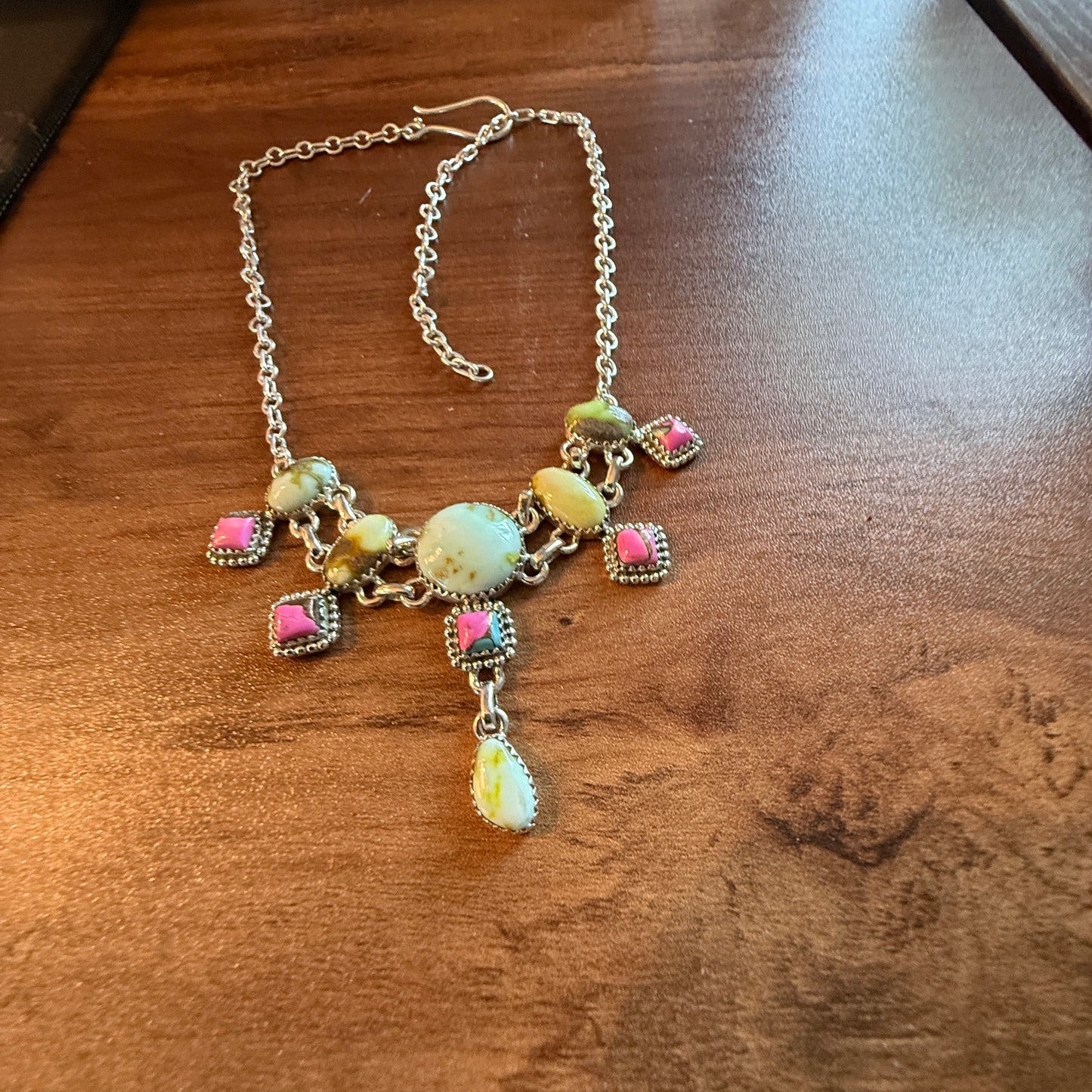 Cotton Candy Dahlia Gemstones Choker Necklace Sterling Silver