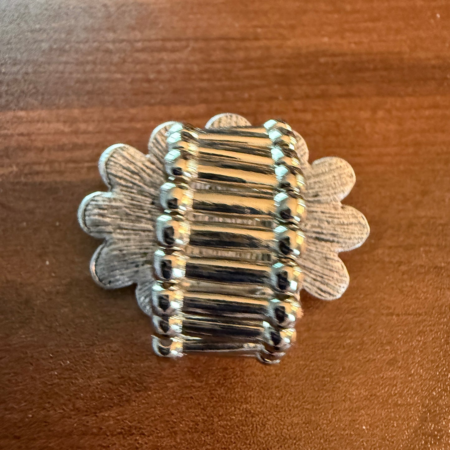 Handcrafted Hippie Pink Concho Stretch Statement Ring, Mixed Metals