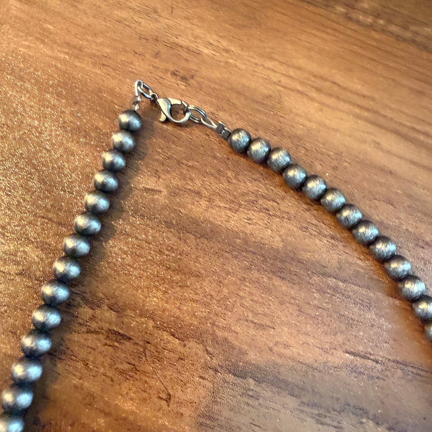 Handcrafted Navajo Style Coral Turquoise Thunderbird 6mm Silver Pearl Necklace, 18 Inch