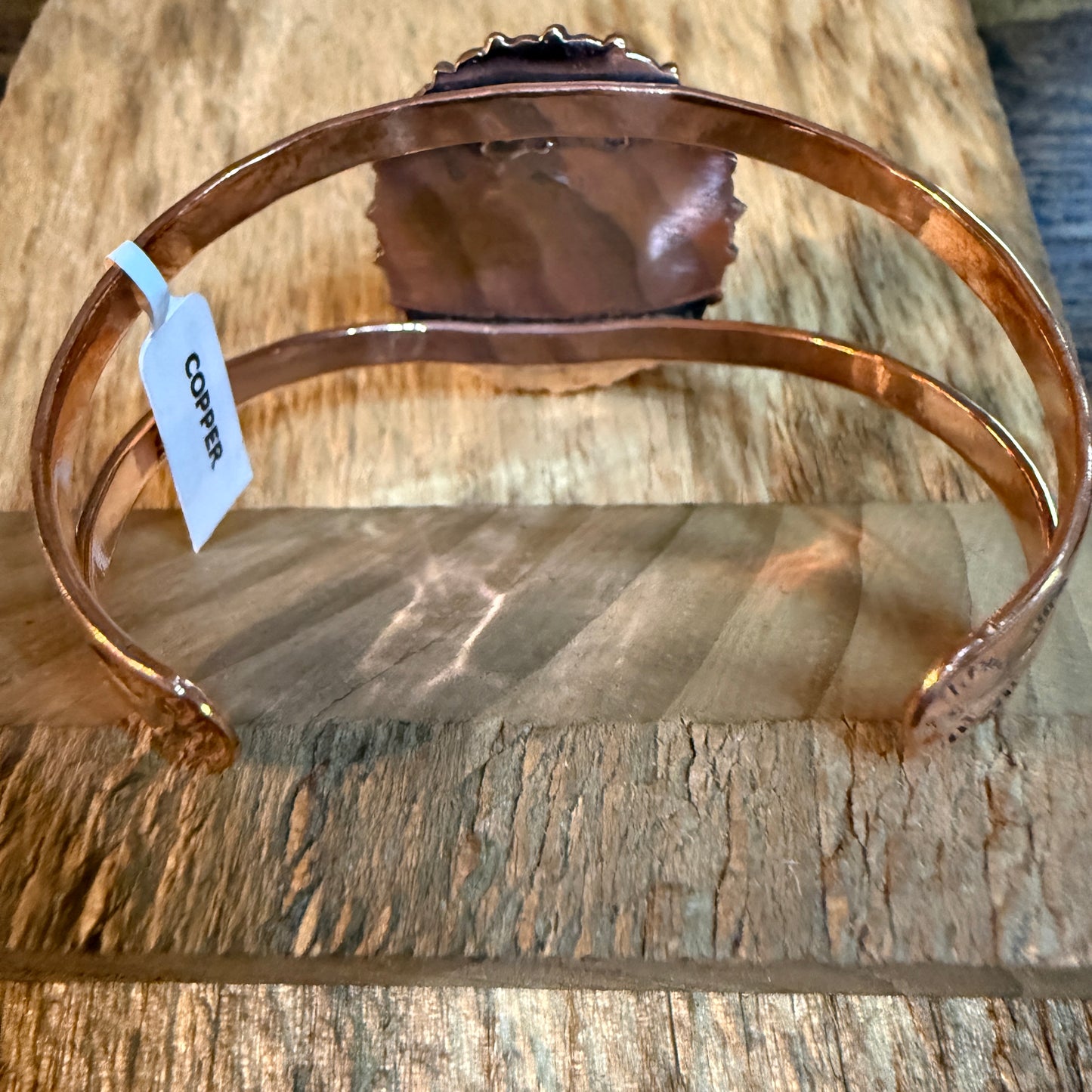 Kingman Turquoise Genuine Copper Cuff Flex Bracelet One Inch Stone Adjustable