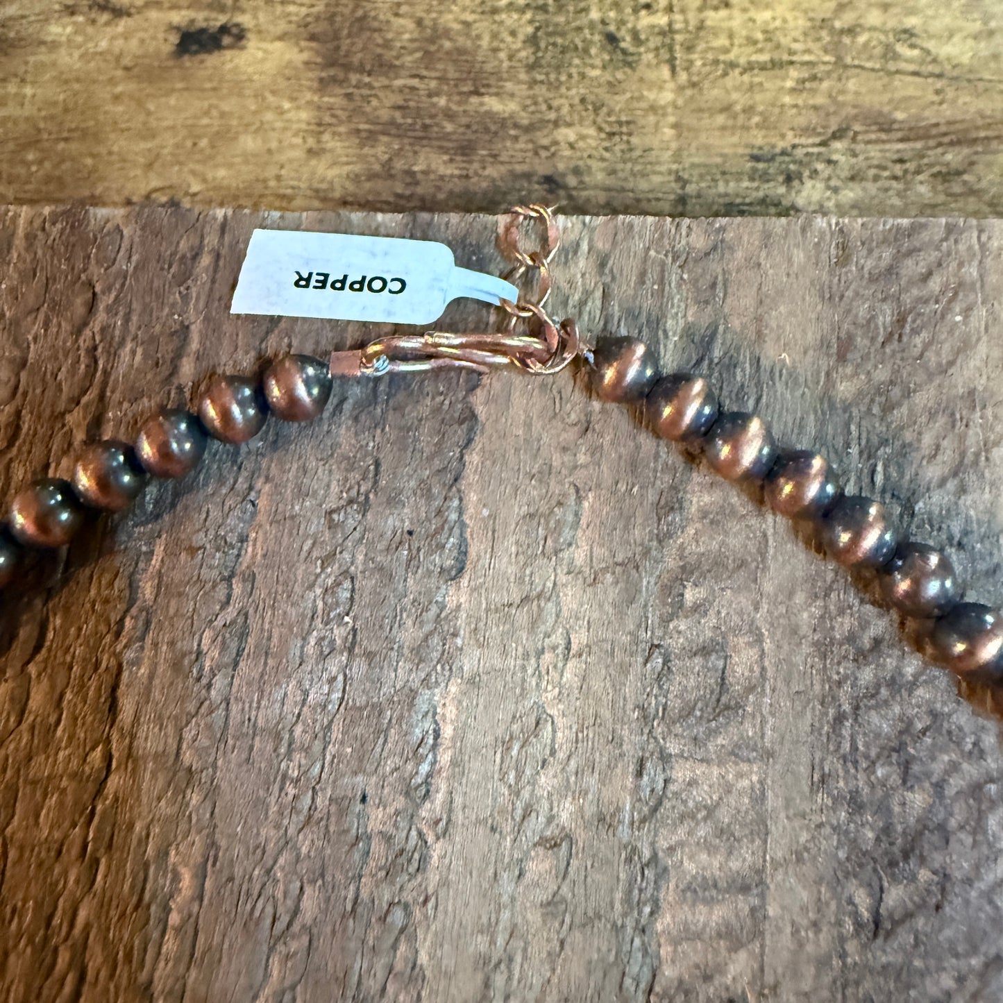 Kingman Turquoise Gemstone Genuine Copper Pearl Bead Necklace 18 Inch
