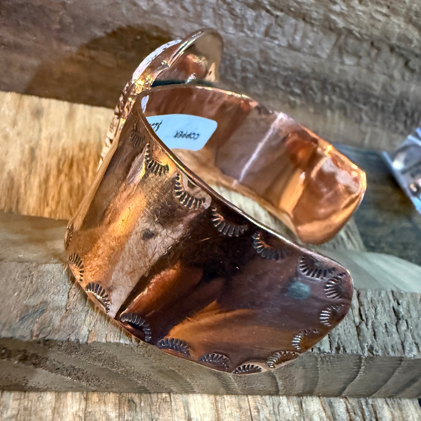 Genuine Copper Wild Horse Gemstone Wide Cuff Bracelet Adjustable 2 Inch Stone