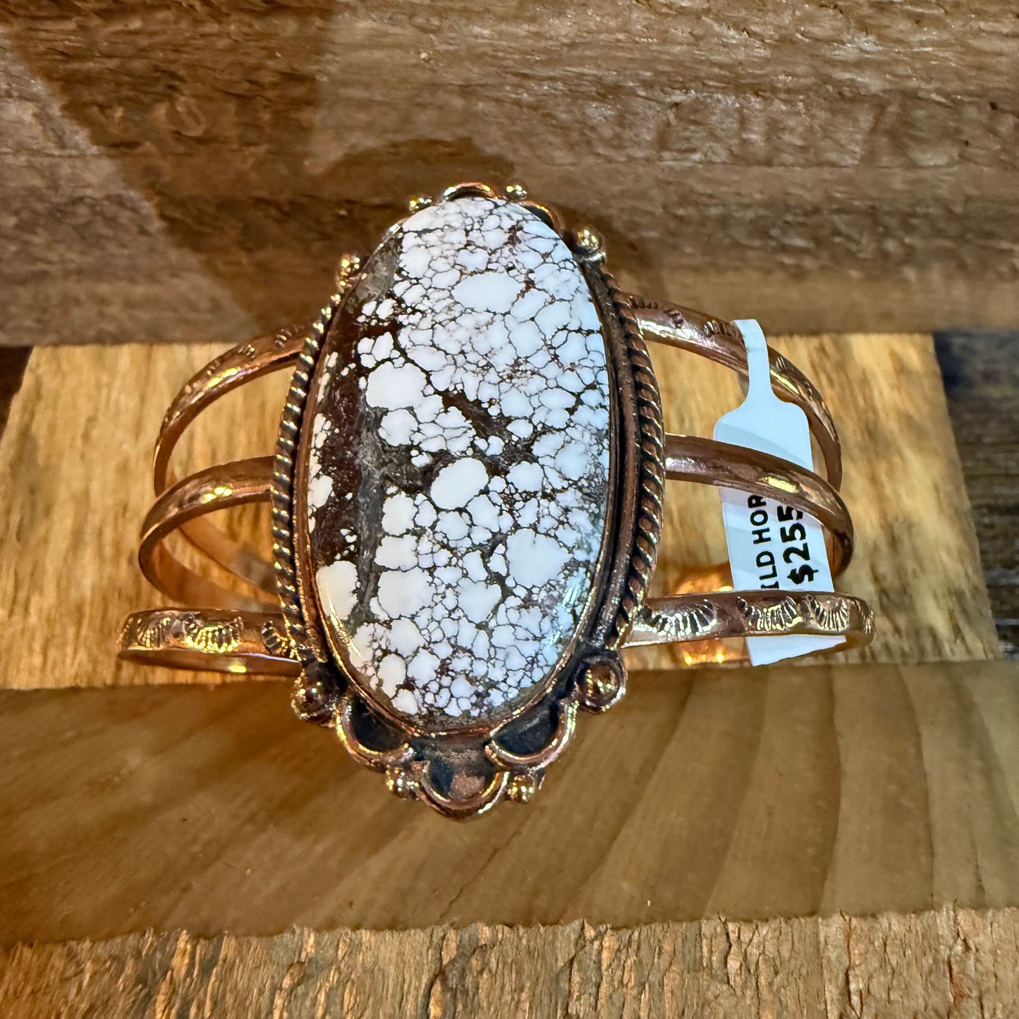 Genuine Copper Wild Horse Gemstone Wide Cuff Bracelet