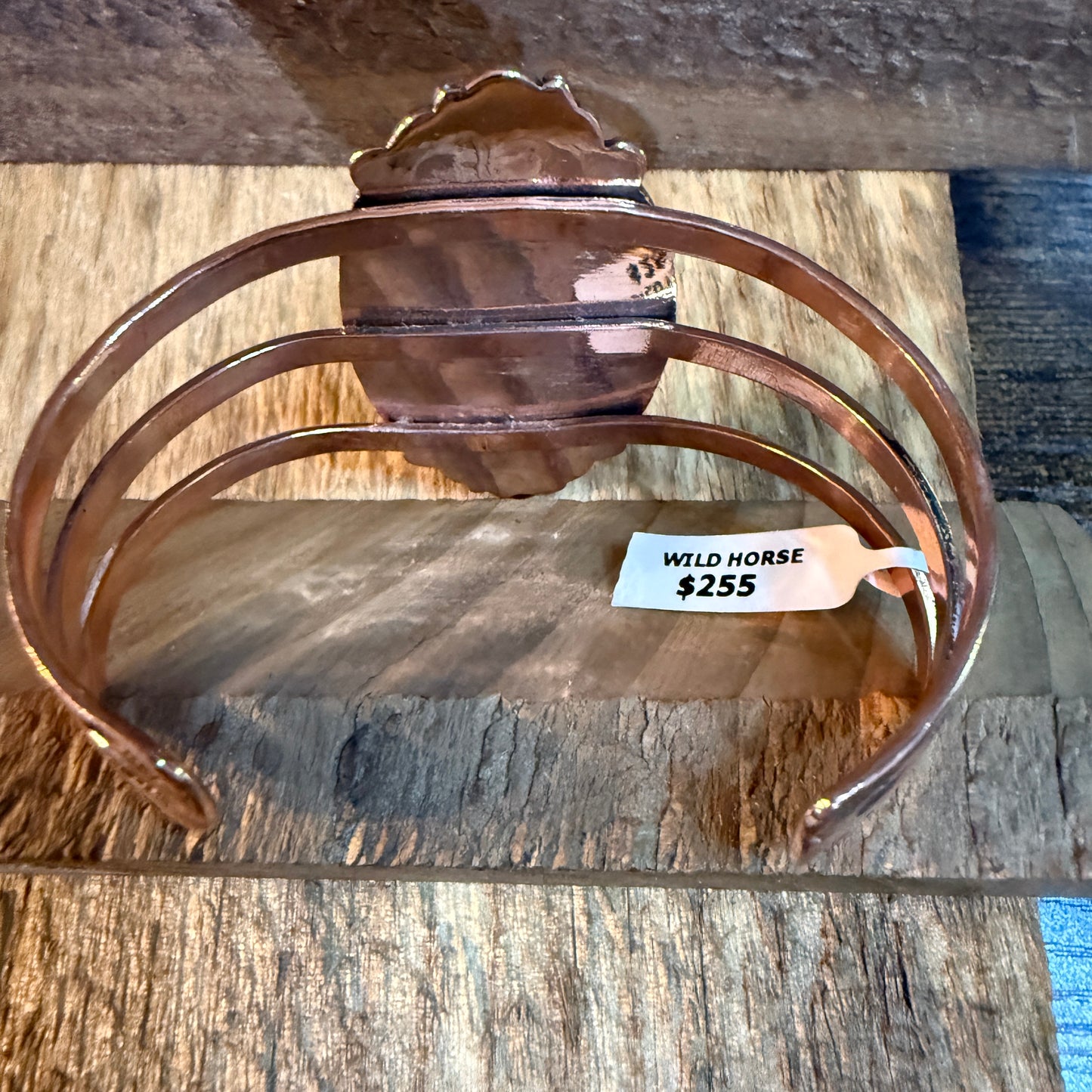 Genuine Copper Wild Horse Gemstone Wide Cuff Bracelet