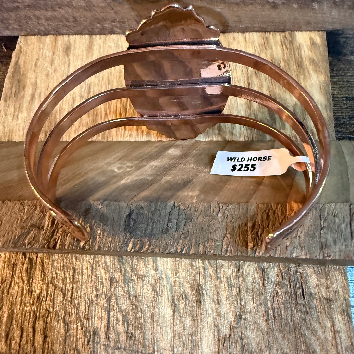Genuine Copper Wild Horse Gemstone Wide Cuff Bracelet