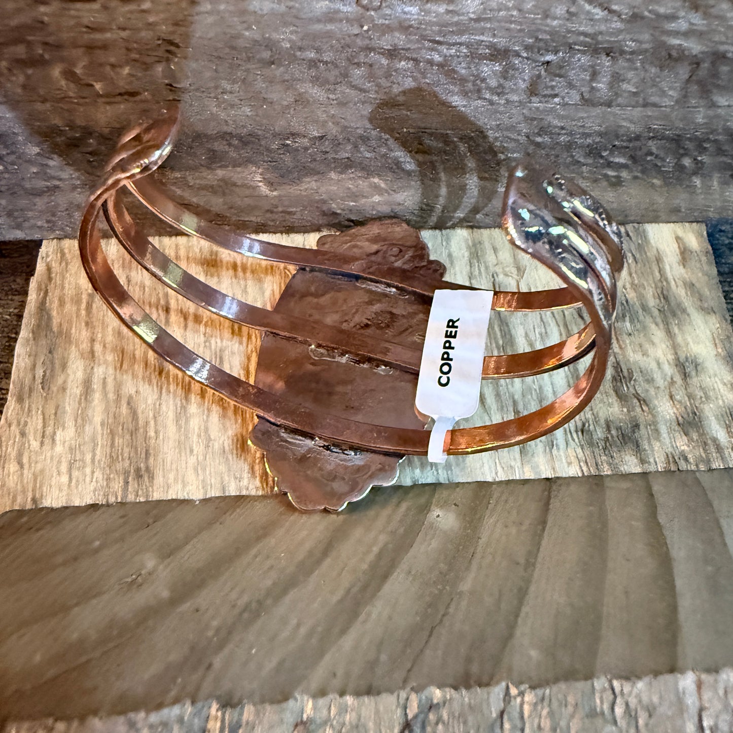 Genuine Copper Wild Horse Gemstone Wide Cuff Bracelet