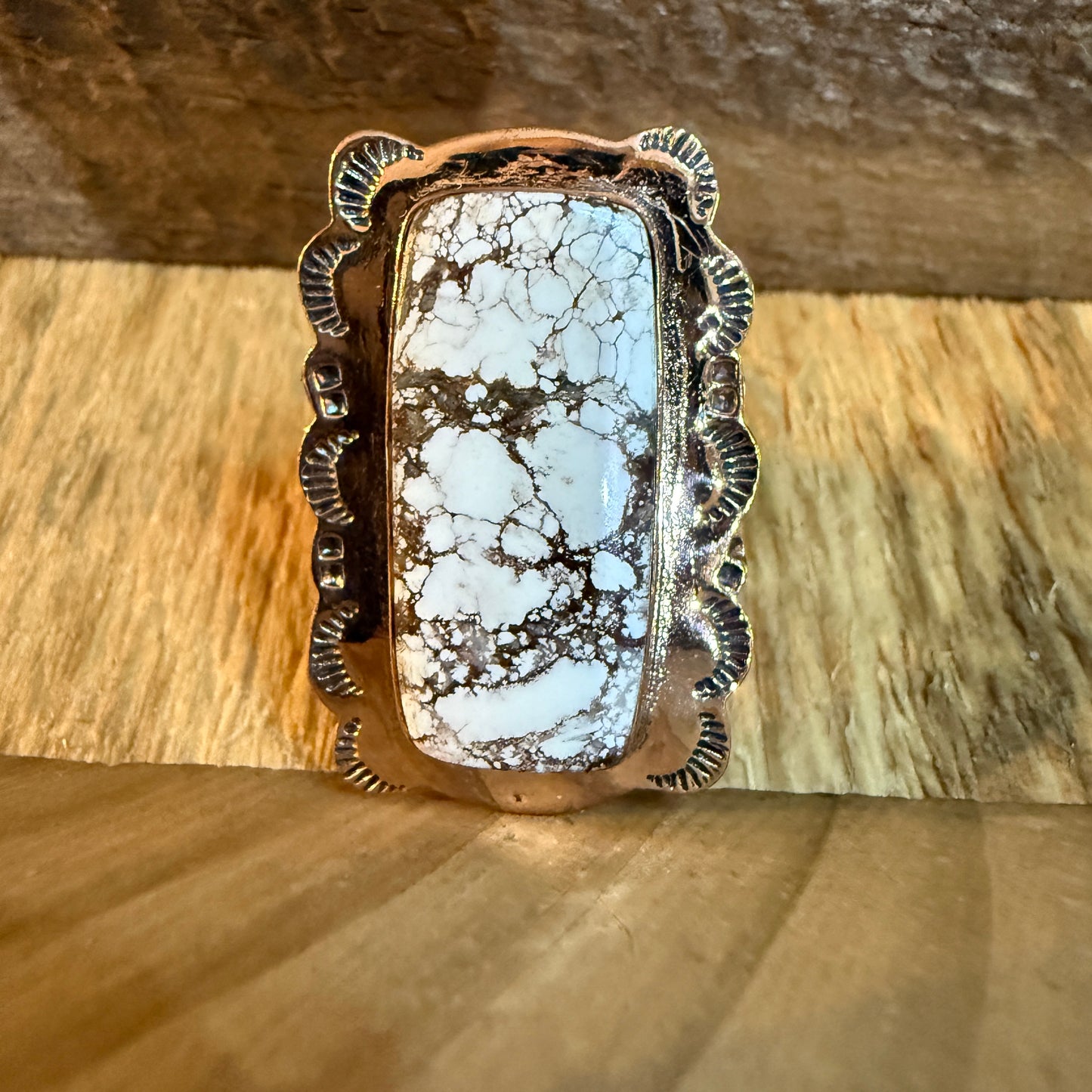 Wild Horse Gemstone Adjustable Ring in Copper One Inch Stone