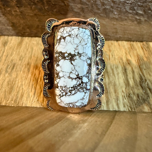 Wild Horse Gemstone Adjustable Ring in Copper One Inch Stone