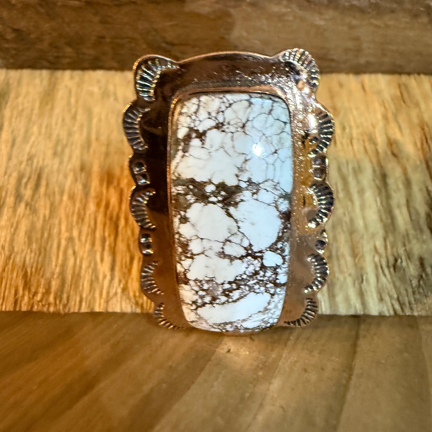 Wild Horse Gemstone Adjustable Ring in Copper One Inch Stone