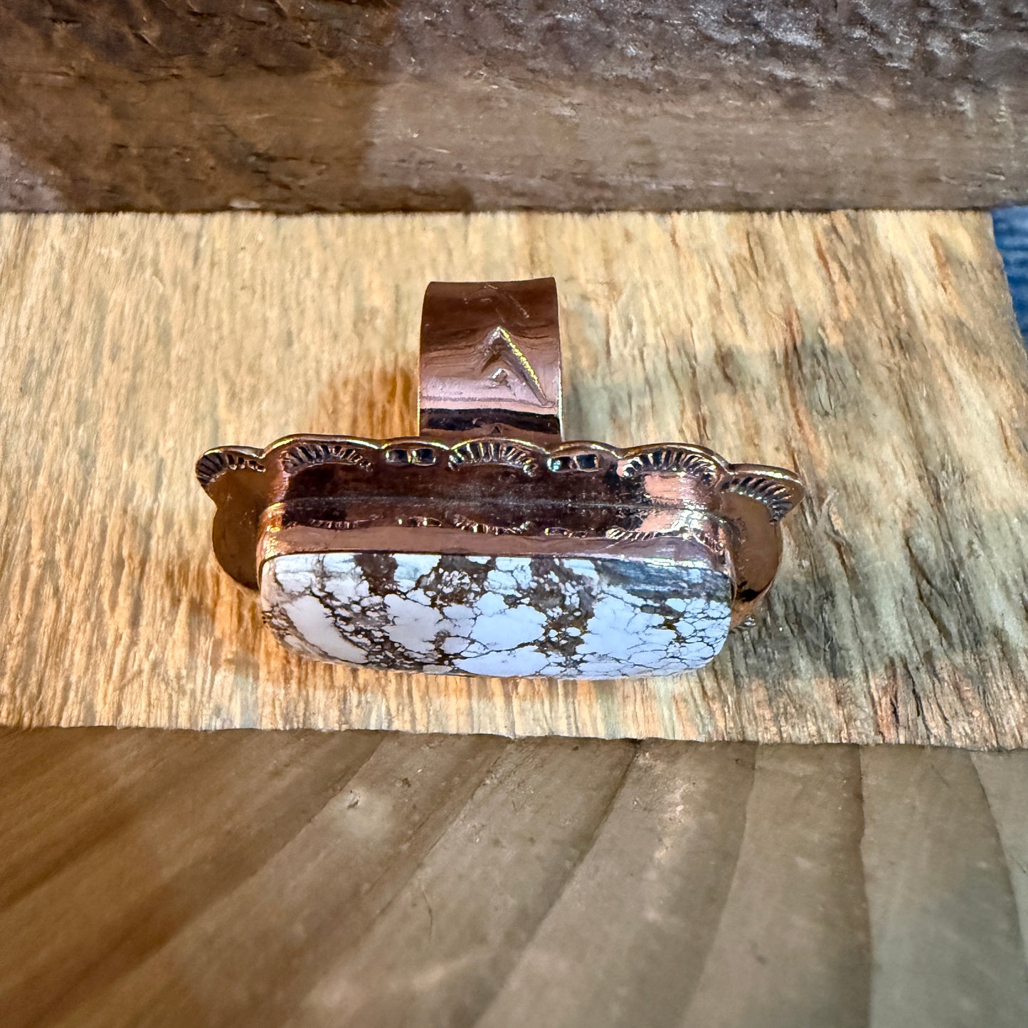 Wild Horse Gemstone Adjustable Ring in Copper One Inch Stone