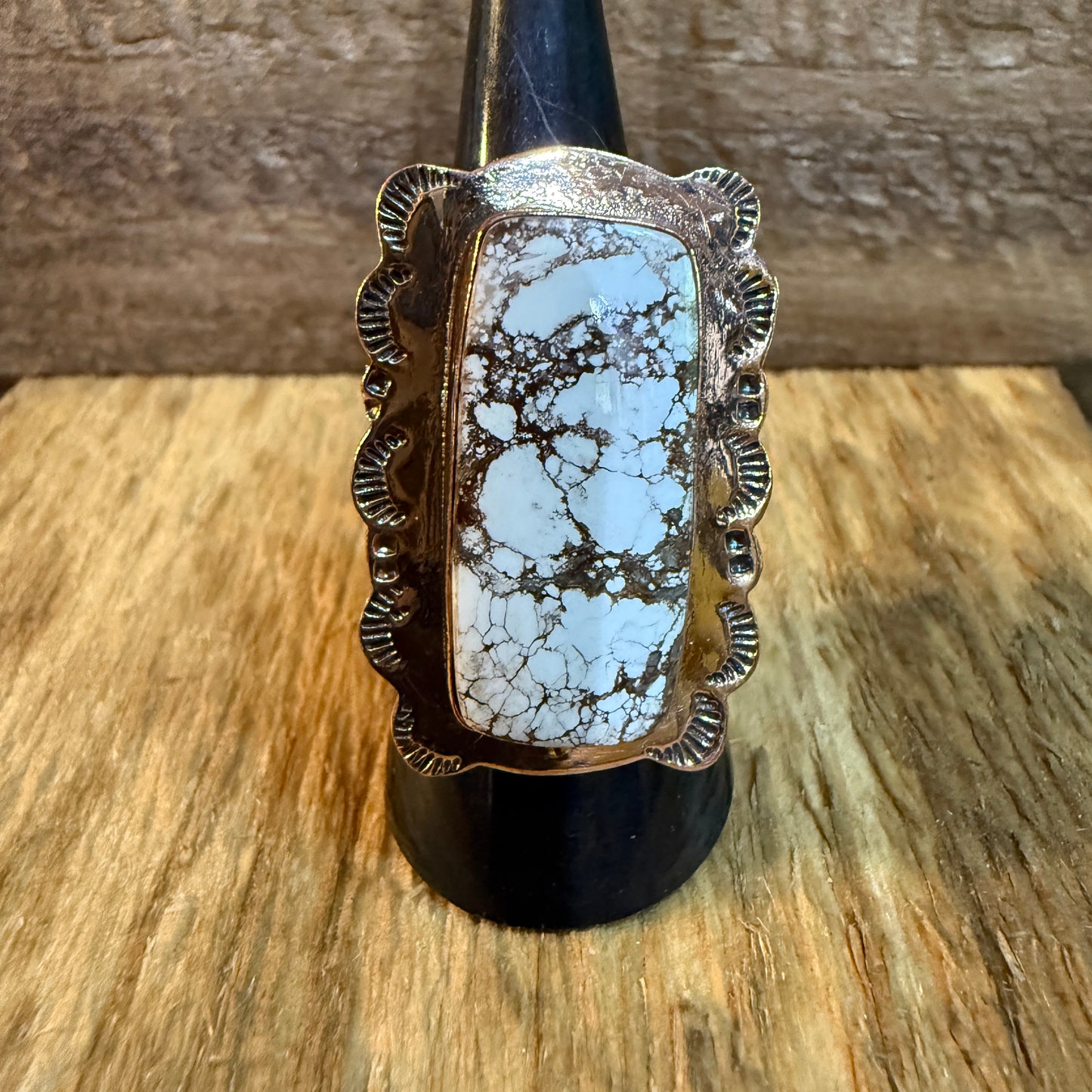Wild Horse Gemstone Adjustable Ring in Copper One Inch Stone
