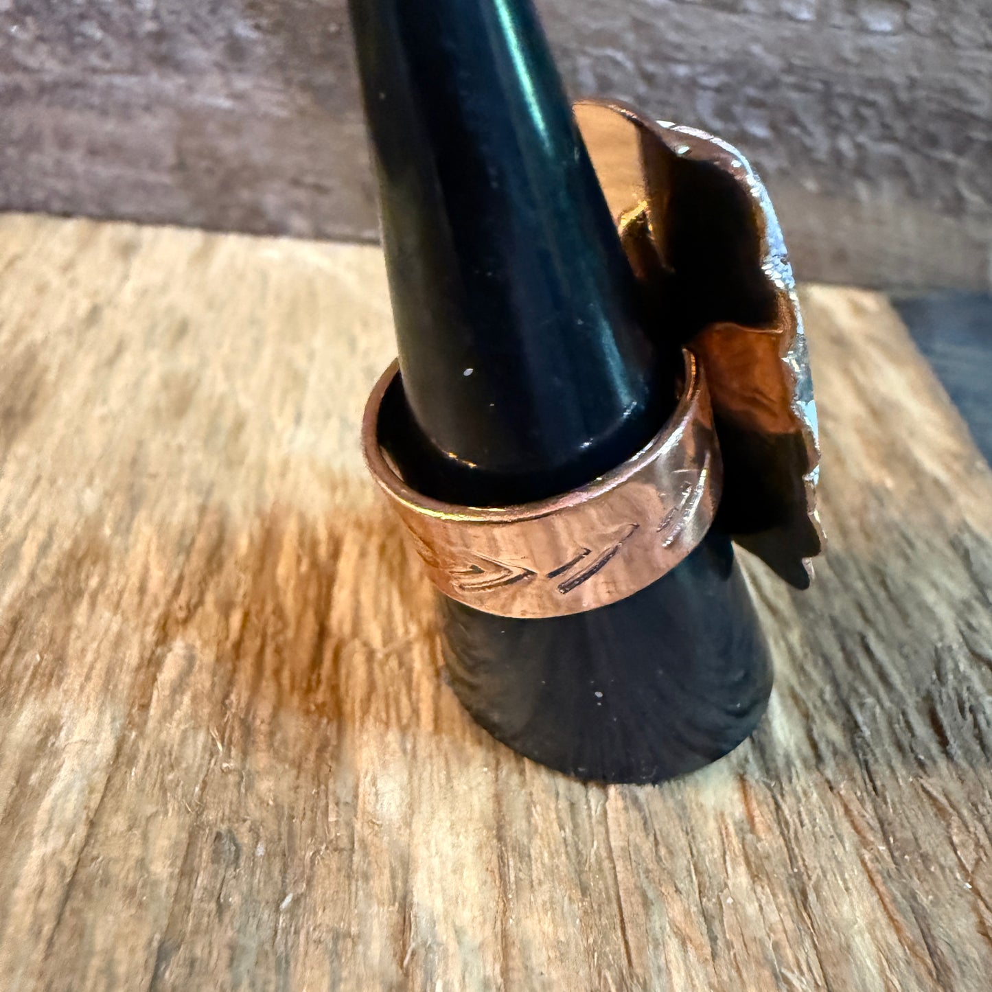 Wild Horse Gemstone Adjustable Ring in Copper One Inch Stone