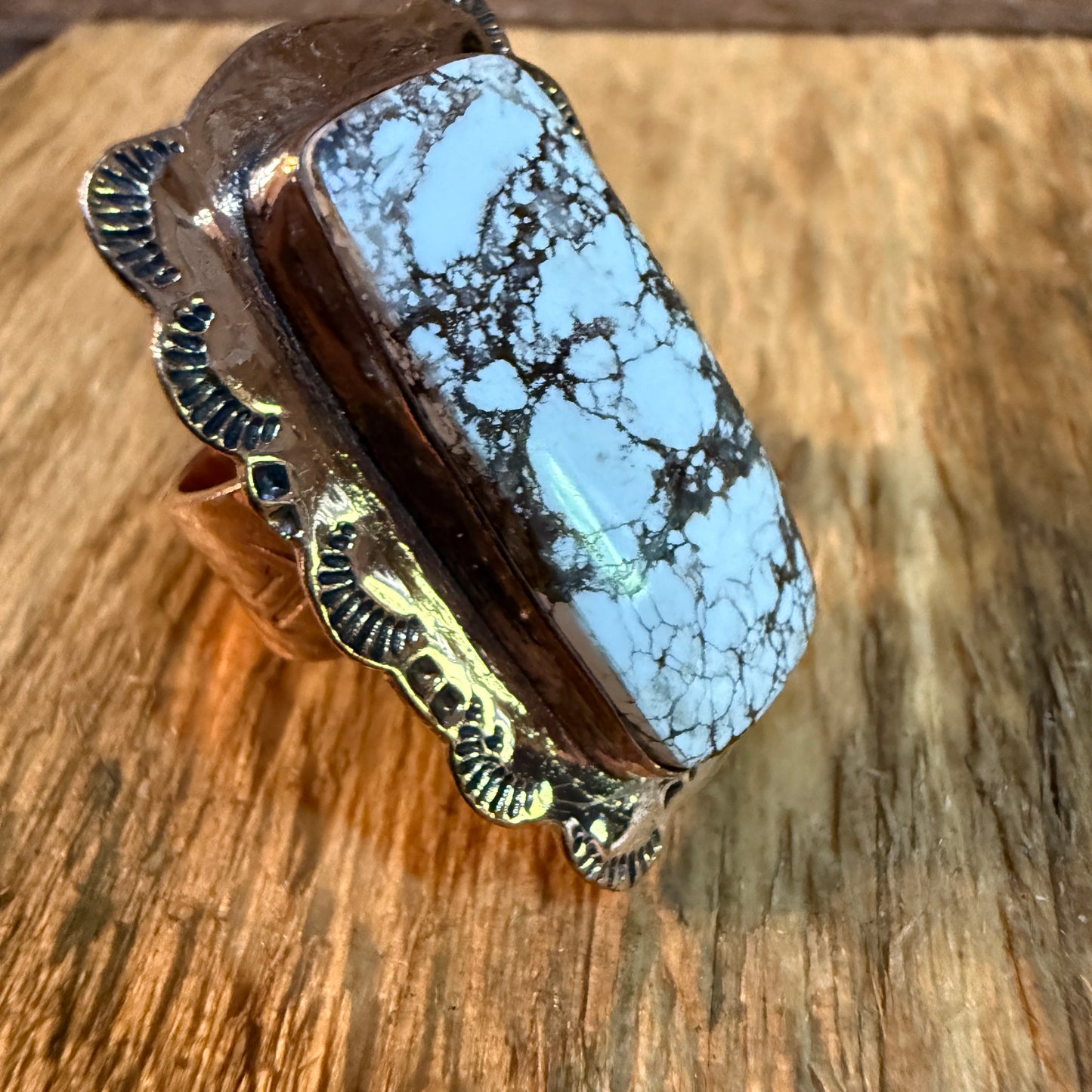 Wild Horse Gemstone Adjustable Ring in Copper One Inch Stone