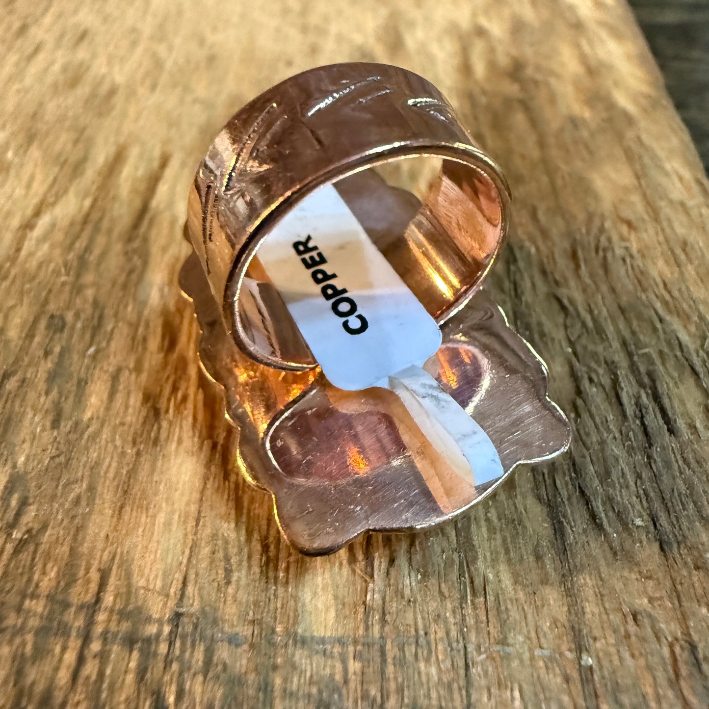 Wild Horse Gemstone Adjustable Ring in Copper One Inch Stone