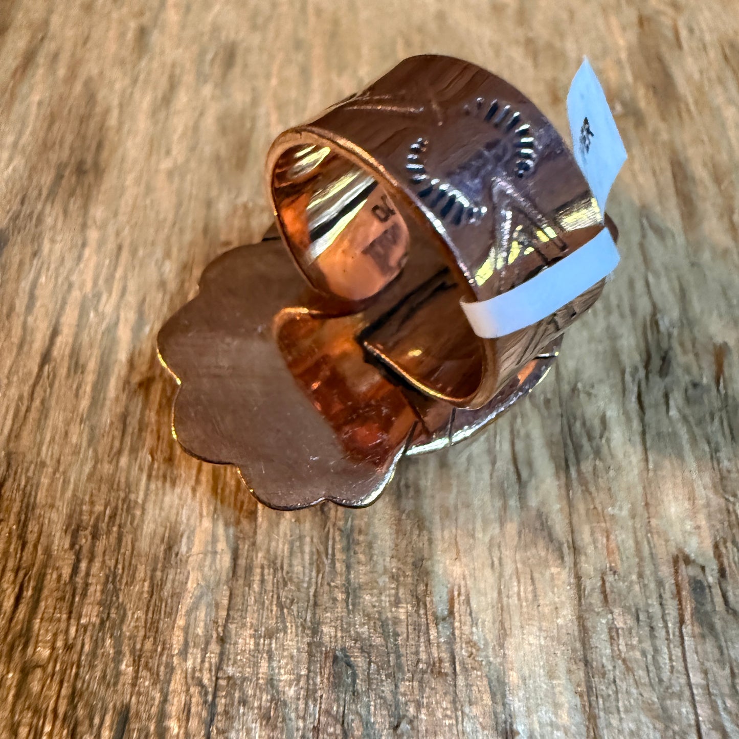 Wild Horse Gemstone Adjustable Copper Ring With One and a Half Inch Stone