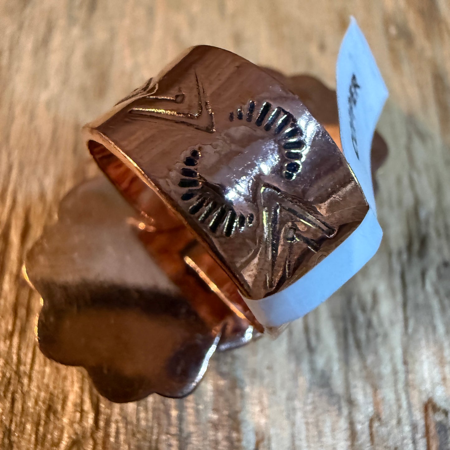 Wild Horse Gemstone Adjustable Copper Ring With One and a Half Inch Stone